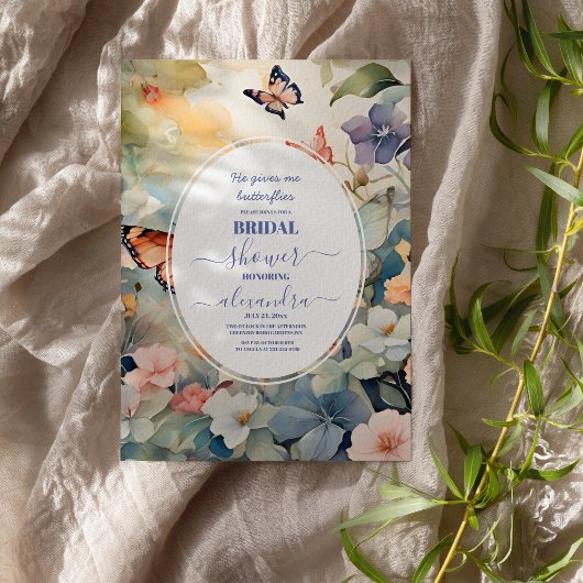 Elegantes Gold und Lila Schmetterling-Brautparty Einladung