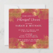 Elegantes Gold und Magenta Hochzeit Probe Dinner Einladung (Vorderseite)