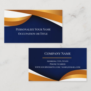 Elegantes Gold- und Marine-Abstraktwellen-Design Visitenkarte