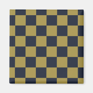 Elegantes Gold- und Marineblau kariertes Muster Magnet