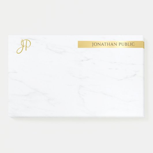 Elegantes Gold und Marmor Moderne Minimalistische Post-it Klebezettel (Vorderseite)