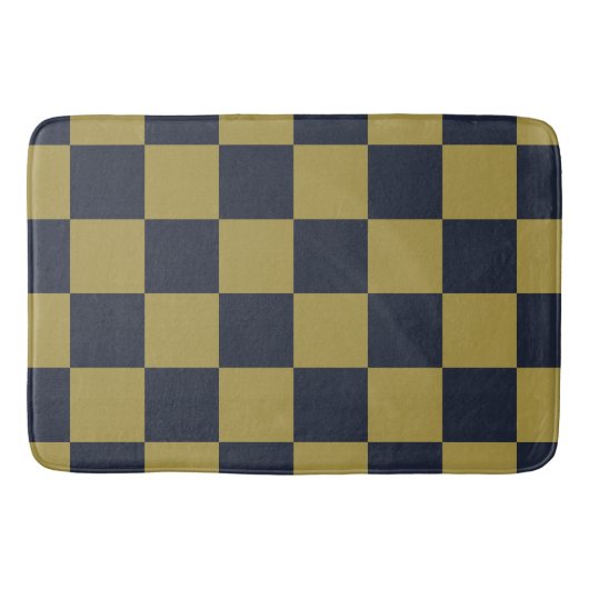 Elegantes Gold- und Navy-Blue-Checkered-Muster Badematte (Vorderseite)