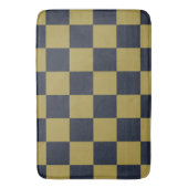 Elegantes Gold- und Navy-Blue-Checkered-Muster Badematte (Vorderseite Vertikal)