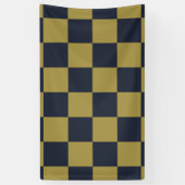 Elegantes Gold- und Navy-Blue-Checkered-Muster Banner (Vertikal)
