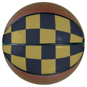 Elegantes Gold- und Navy-Blue-Checkered-Muster Basketball