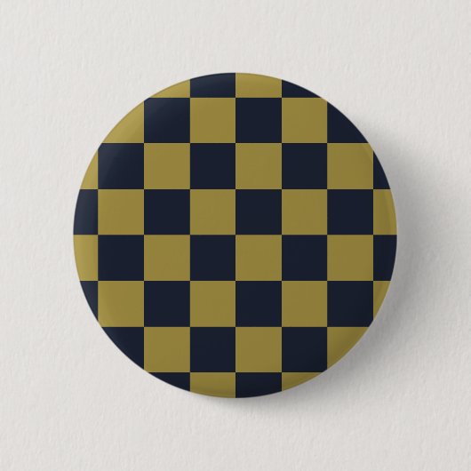 Elegantes Gold- und Navy-Blue-Checkered-Muster Button (Vorderseite)