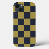 Elegantes Gold- und Navy-Blue-Checkered-Muster