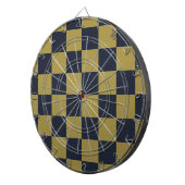 Elegantes Gold- und Navy-Blue-Checkered-Muster Dartscheibe (Vorderseite rechts)