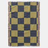 Elegantes Gold- und Navy-Blue-Checkered-Muster Decke (Vorderseite Vertikal)