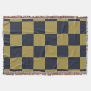 Elegantes Gold- und Navy-Blue-Checkered-Muster Decke