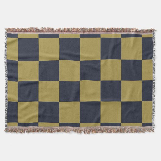 Elegantes Gold- und Navy-Blue-Checkered-Muster Decke (Vorderseite)