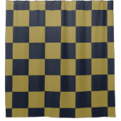 Elegantes Gold- und Navy-Blue-Checkered-Muster Duschvorhang (Vorderseite)