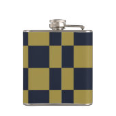 Elegantes Gold- und Navy-Blue-Checkered-Muster Flachmann (Rückseite)