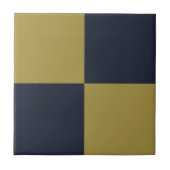 Elegantes Gold- und Navy-Blue-Checkered-Muster Fliese (Vorderseite)