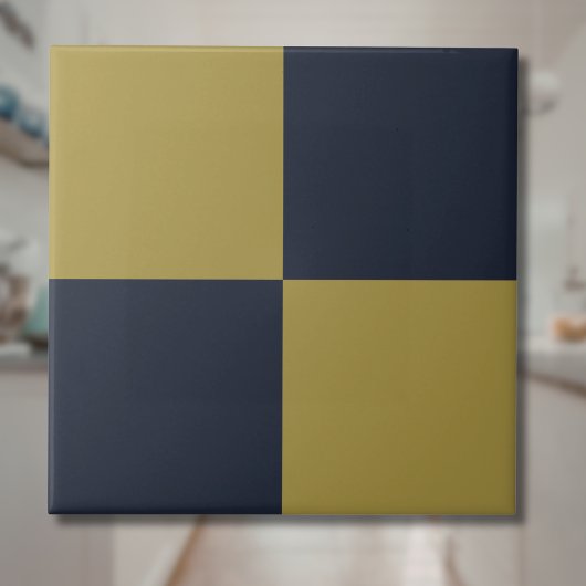 Elegantes Gold- und Navy-Blue-Checkered-Muster Fliese