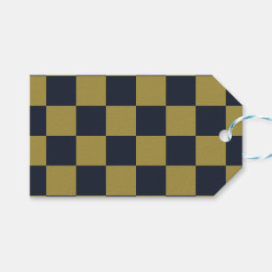 Elegantes Gold- und Navy-Blue-Checkered-Muster Geschenkanhänger