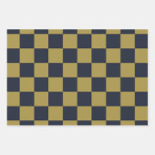 Elegantes Gold- und Navy-Blue-Checkered-Muster Geschenkpapier Set (Vorderseite 2)