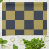 Elegantes Gold- und Navy-Blue-Checkered-Muster Geschirrtuch (Gefaltet)