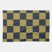 Elegantes Gold- und Navy-Blue-Checkered-Muster Geschirrtuch (Horizontal)