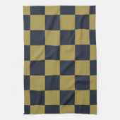 Elegantes Gold- und Navy-Blue-Checkered-Muster Geschirrtuch (Vertikal)