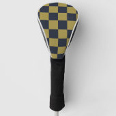 Elegantes Gold- und Navy-Blue-Checkered-Muster Golf Headcover (Vorderseite)