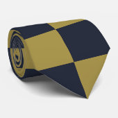 Elegantes Gold- und Navy-Blue-Checkered-Muster Krawatte (Gerollt)