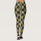 Elegantes Gold- und Navy-Blue-Checkered-Muster Leggings (Rückseite)
