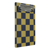 Elegantes Gold- und Navy-Blue-Checkered-Muster Mini Klemmbrett (Schrägansicht)