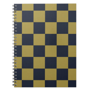 Elegantes Gold- und Navy-Blue-Checkered-Muster Notizblock