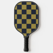 Elegantes Gold- und Navy-Blue-Checkered-Muster Pickleball Schläger (Rückseite)