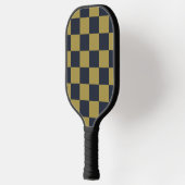Elegantes Gold- und Navy-Blue-Checkered-Muster Pickleball Schläger (Links)