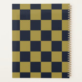 Elegantes Gold- und Navy-Blue-Checkered-Muster Planer (Rückseite)