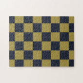 Elegantes Gold- und Navy-Blue-Checkered-Muster Puzzle (Horizontal)