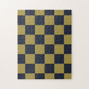 Elegantes Gold- und Navy-Blue-Checkered-Muster Puzzle
