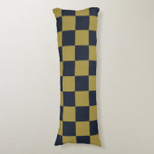 Elegantes Gold- und Navy-Blue-Checkered-Muster Seitenschläferkissen (Vorderseite Vertikal)
