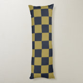 Elegantes Gold- und Navy-Blue-Checkered-Muster Seitenschläferkissen (Rückseite (Vertikal))
