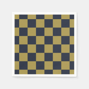 Elegantes Gold- und Navy-Blue-Checkered-Muster Serviette
