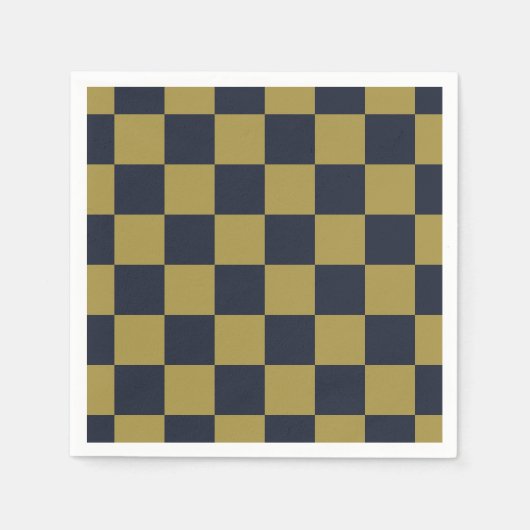Elegantes Gold- und Navy-Blue-Checkered-Muster Serviette (Vorderseite)