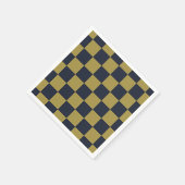Elegantes Gold- und Navy-Blue-Checkered-Muster Serviette (Ecke)