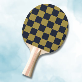 Elegantes Gold- und Navy-Blue-Checkered-Muster Tischtennis Schläger