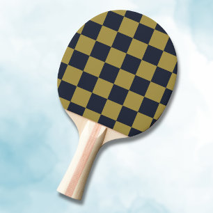 Elegantes Gold- und Navy-Blue-Checkered-Muster Tischtennis Schläger