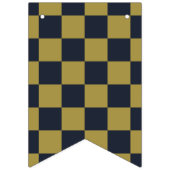 Elegantes Gold- und Navy-Blue-Checkered-Muster Wimpelkette (Erste Fahne)