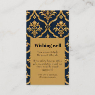 Elegantes Gold- und Navy-Damaskus-Vintage-Musterde Begleitkarte