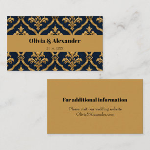 Elegantes Gold- und Navy-Damaskus-Vintage-Musterde Begleitkarte
