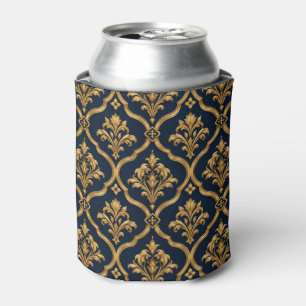 Elegantes Gold- und Navy-Damaskus-Vintage-Musterde Dosenkühler