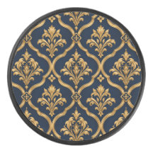Elegantes Gold- und Navy-Damaskus-Vintage-Musterde
