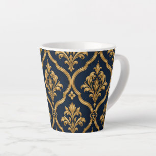Elegantes Gold- und Navy-Damaskus-Vintage-Musterde Milchtasse