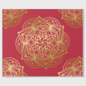 Elegantes Gold und Red Mandala Muster Geschenkpapier (Flach)