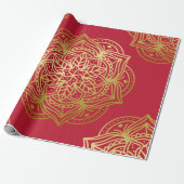 Elegantes Gold und Red Mandala Muster Geschenkpapier (Ungerollt)