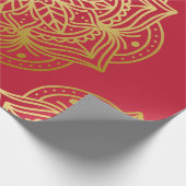Elegantes Gold und Red Mandala Muster Geschenkpapier (Ecke)